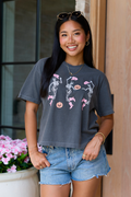 Dancing Skeletons Dark Grey Boxy Graphic Tee
