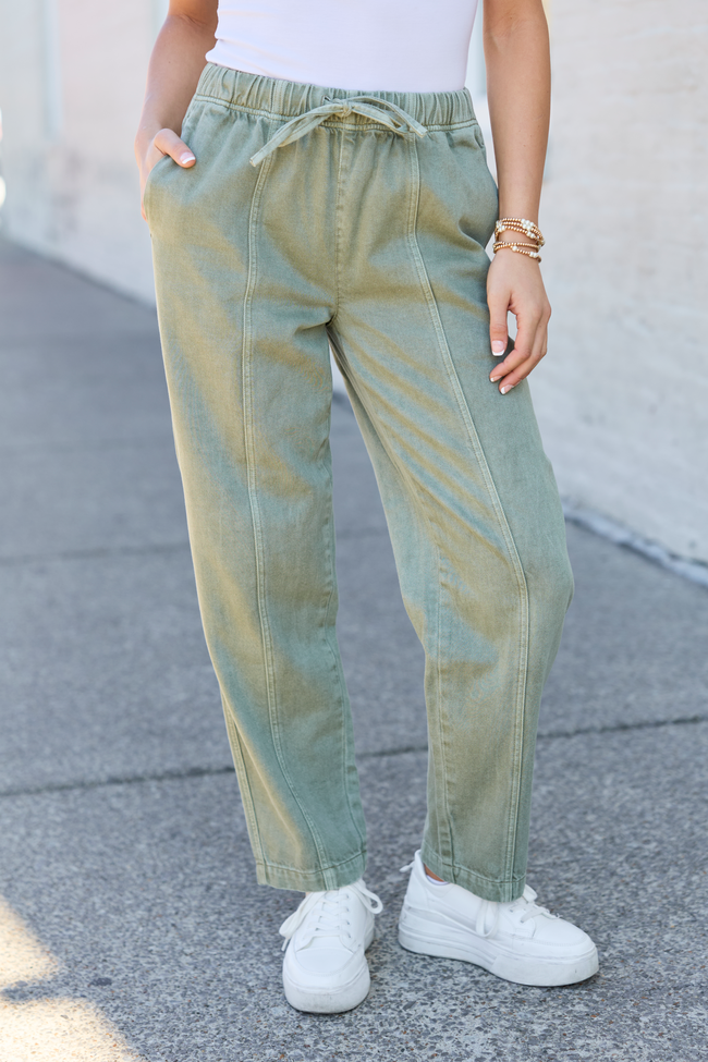 Danica Green High Rise Pull On Pants SALE