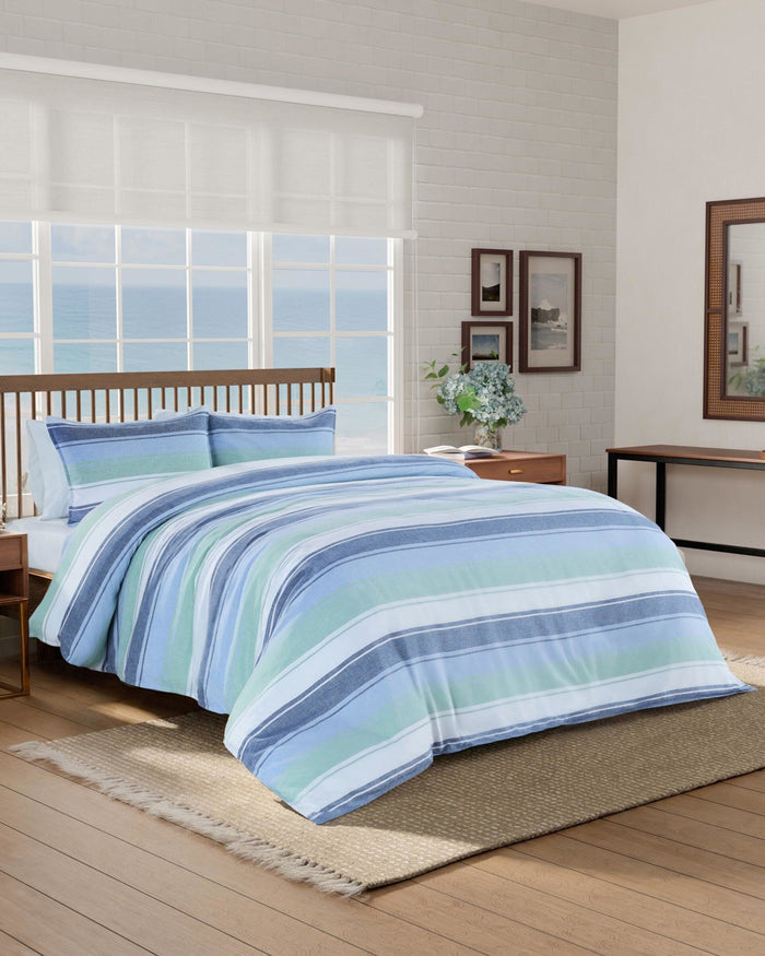 The side view of the Southern Tide Darien Comforter Set by Southern Tide - Blue