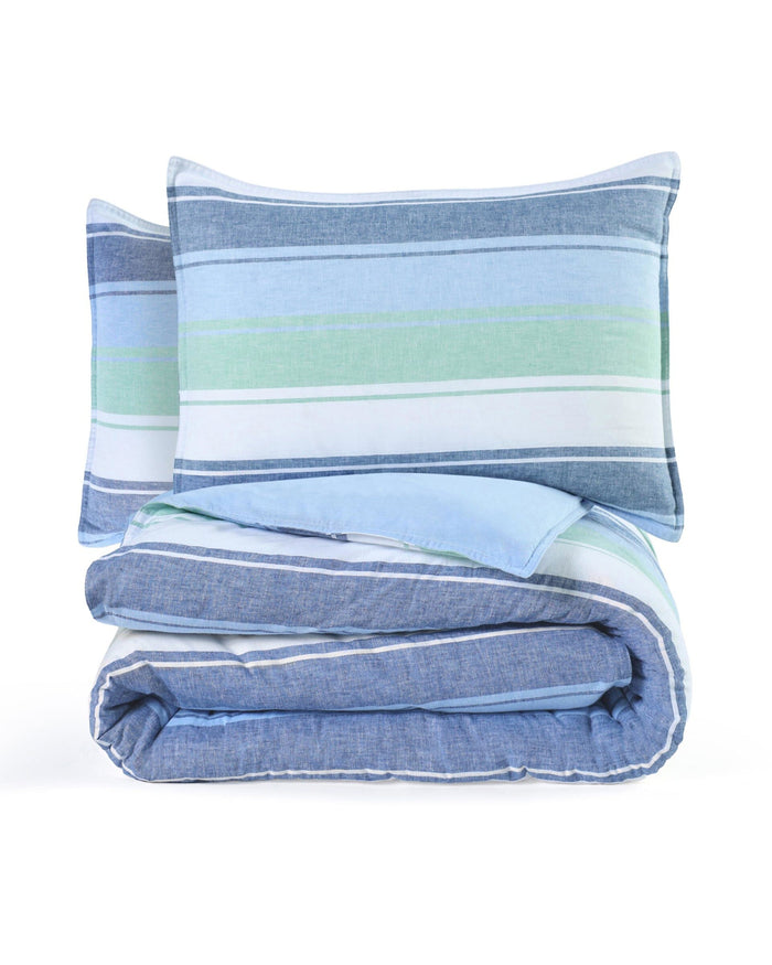 The front view of the Southern Tide Darien Comforter Set by Southern Tide - Blue