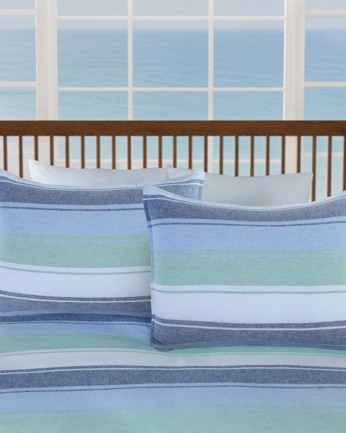 The detail view of the Southern Tide Darien Comforter Set by Southern Tide - Blue