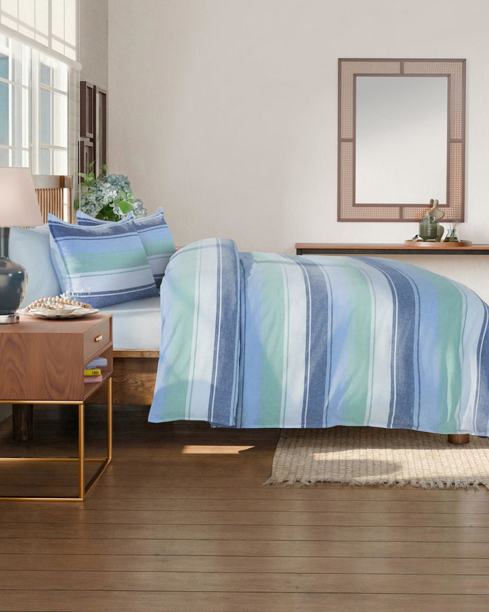 The side view of the Southern Tide Darien Comforter Set by Southern Tide - Blue