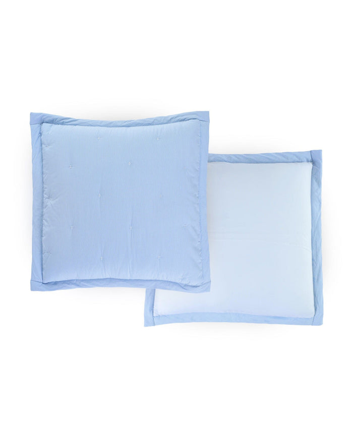The front view of the Southern Tide Darien Euro Sham by Southern Tide - Blue