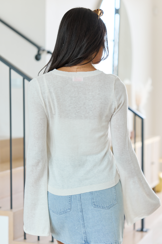 Deanna Cream Bell Sleeve Knit Top SALE