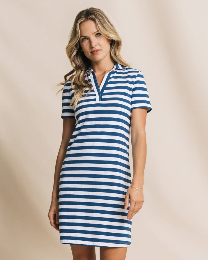 The front view of the Southern Tide Demi Interlock Dress by Southern Tide - Nautical Blue