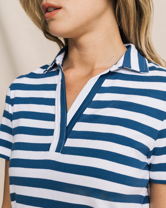 The detail view of the Southern Tide Demi Interlock Dress by Southern Tide - Nautical Blue
