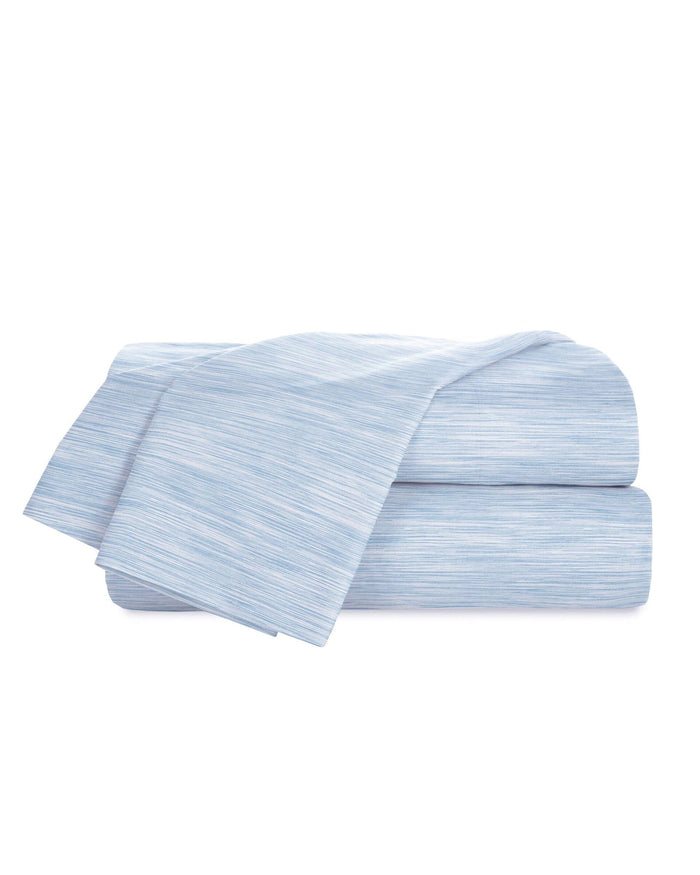 The front view of the Southern Tide Distressed Stripe Sheet Set by Southern Tide - Blue