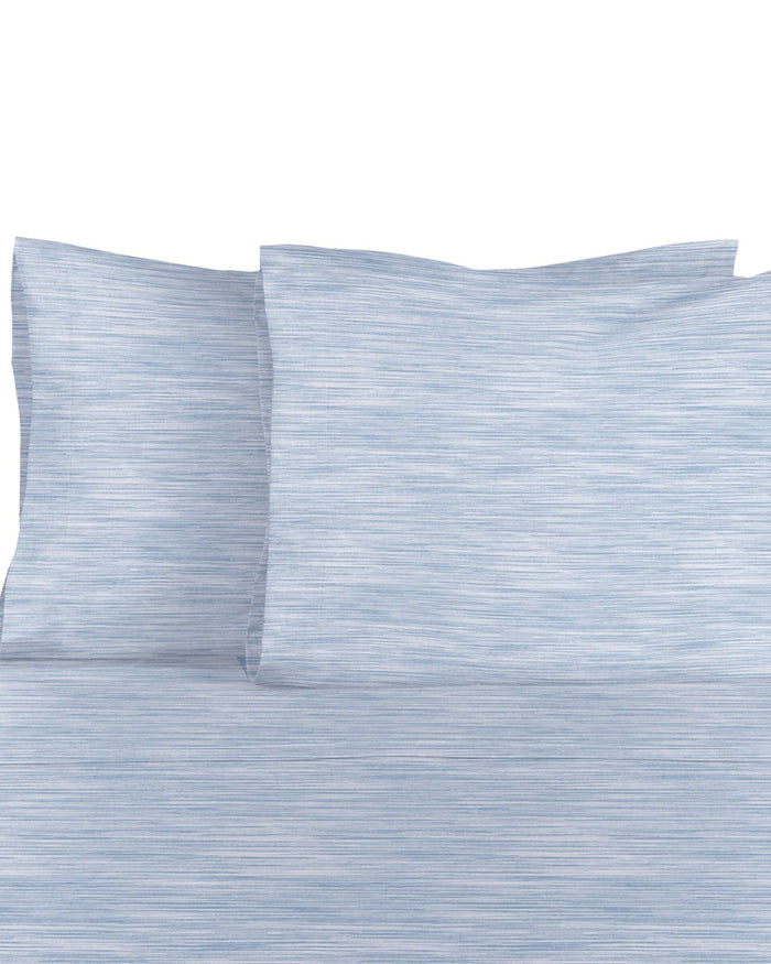 The detail view of the Southern Tide Distressed Stripe Sheet Set by Southern Tide - Blue