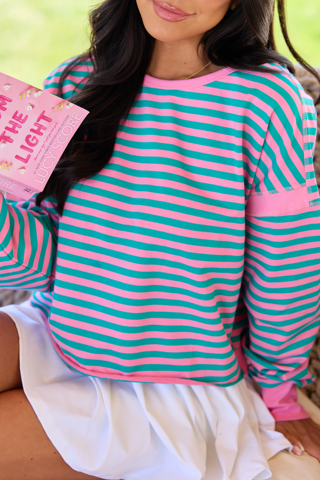 Dominique Pink And Green Striped Tee