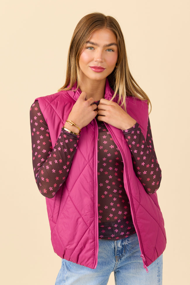 Dora Berry Quilted Puffer Vest FINAL SALE