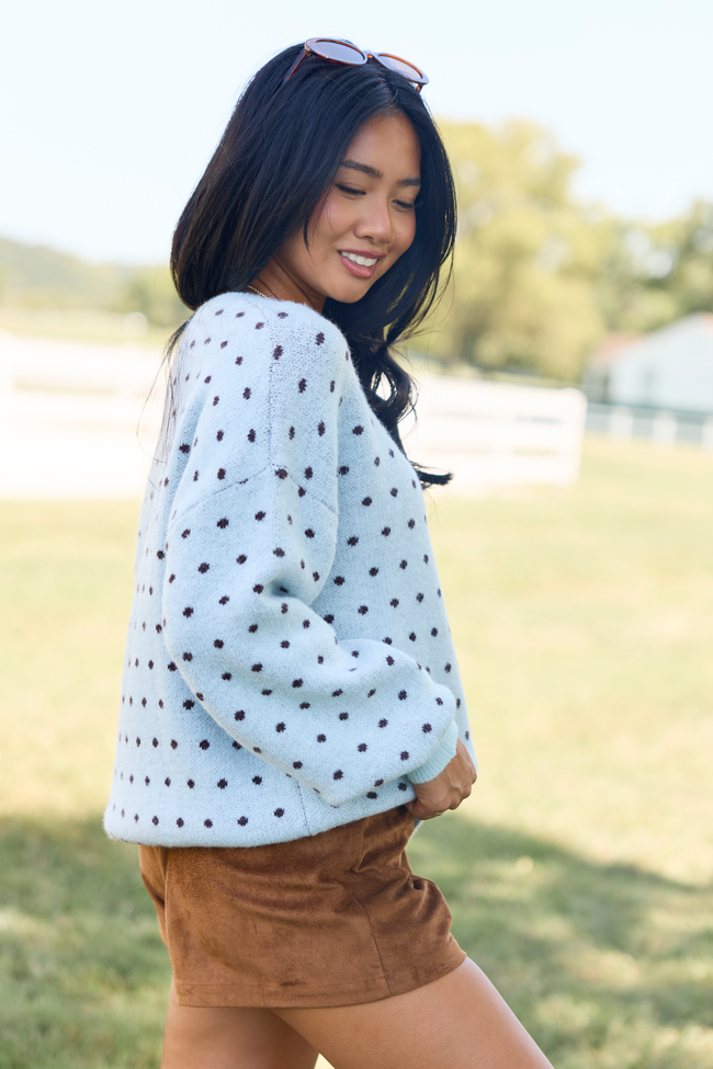 Dots & Daydreams Light Blue Dotted Sweater