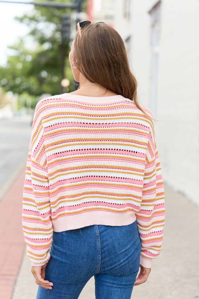 Dream In Color Pink Multi Stripe Sweater