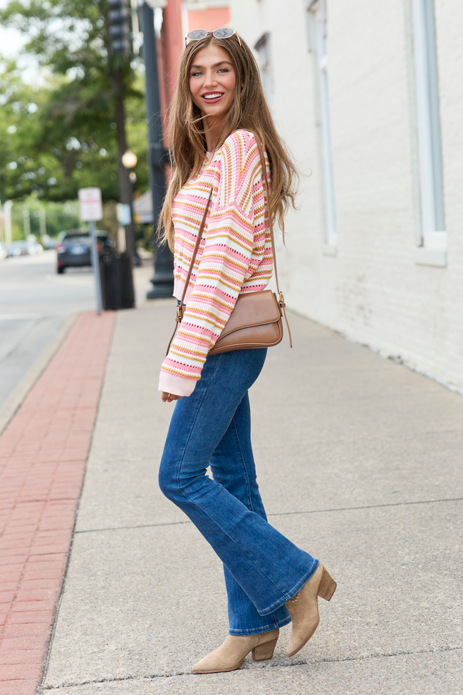 Dream In Color Pink Multi Stripe Sweater