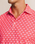 The detail view of the Southern Tide Driver Fintastic Frenzy Printed Polo by Southern Tide - Channel Marker Red