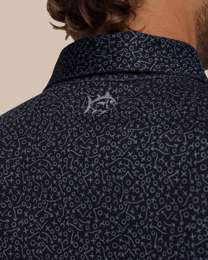 The detail view of the Southern Tide Driver Gameplay Polo by Southern Tide - Black
