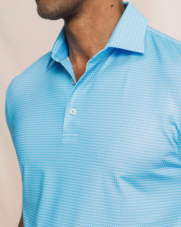 The detail view of the Southern Tide Driver Getting Ziggy With It Printed Polo by Southern Tide - Ocean Channel