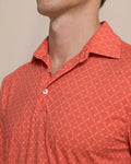 The detail view of the Southern Tide Driver Lobster Printed Polo by Southern Tide - Burnt Sienna