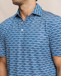 The detail view of the Southern Tide Driver Ocean Echo Printed Polo by Southern Tide - Nautical Blue