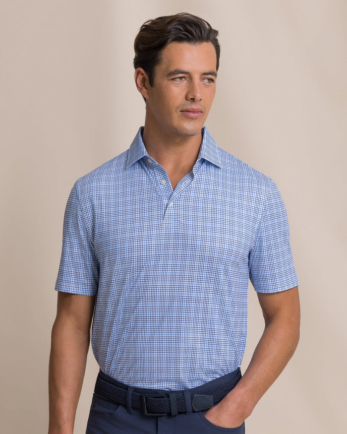 The front view of the Southern Tide Driver Surfside Retreat Plaid Polo by Southern Tide - Ocean Channel