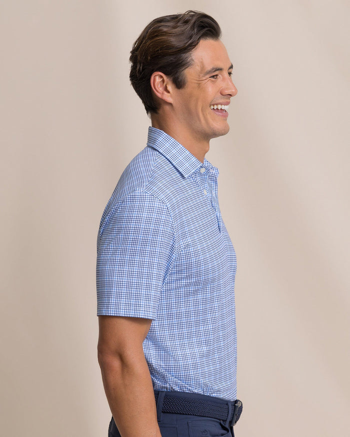 The side view of the Southern Tide Driver Surfside Retreat Plaid Polo by Southern Tide - Ocean Channel