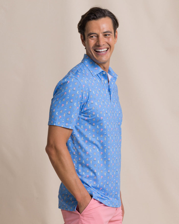 The side view of the Southern Tide Driver Tropical Drink Printed Polo by Southern Tide - Ocean Channel