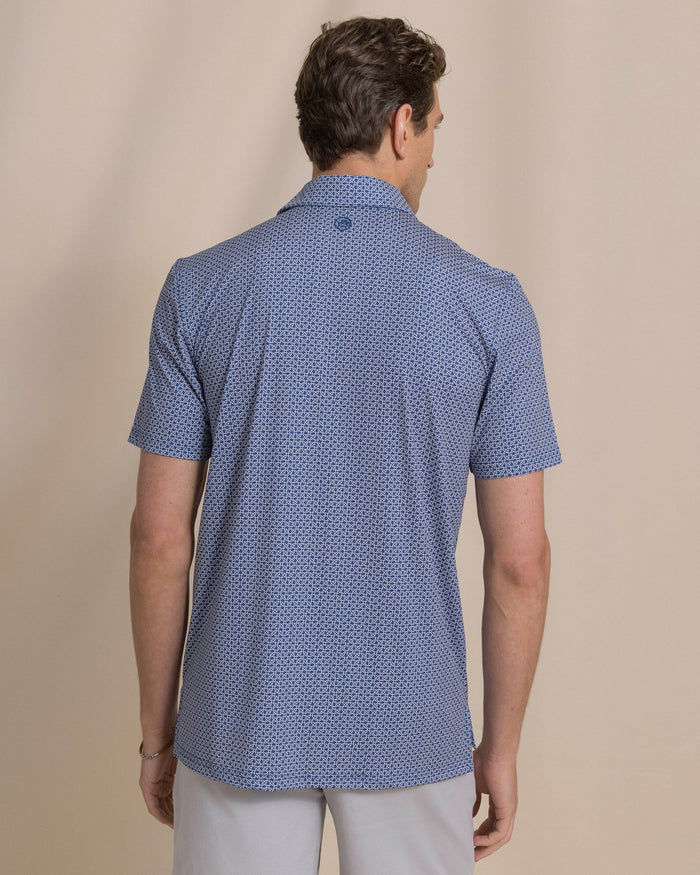 The back view of the Southern Tide Driver Weaving Around Printed Polo by Southern Tide - Nautical Blue
