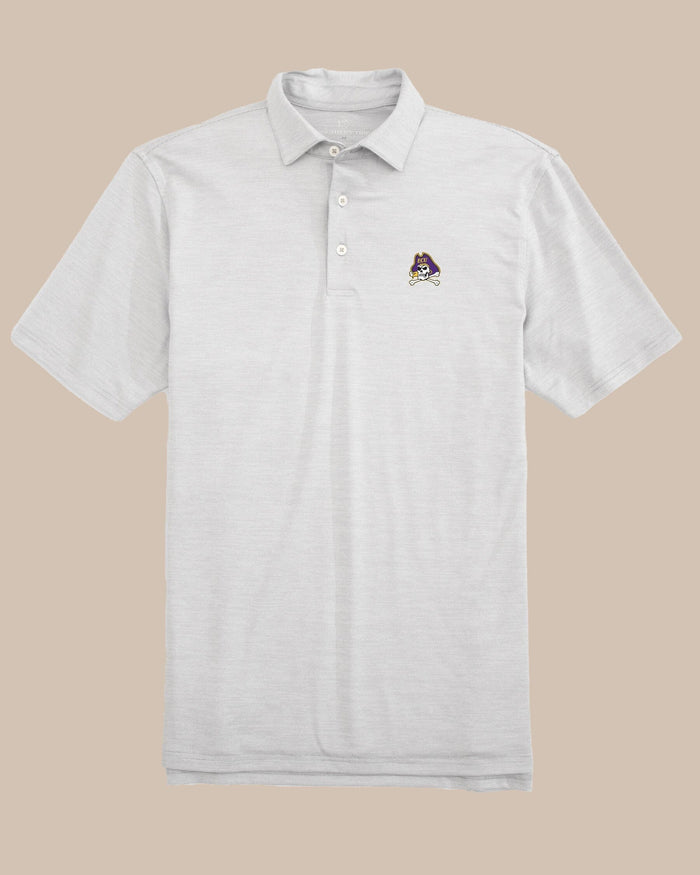 The front view of the Southern Tide East Carolina Driver Spacedye Polo Shirt by Southern Tide - Slate Grey