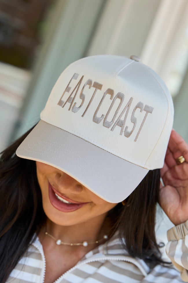 East Coast Natural/Khaki Embroidered Trucker Hat