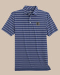 The front view of the Southern Tide East Tennessee brrr°®-eeze Desmond Stripe Polo by Southern Tide - Navy