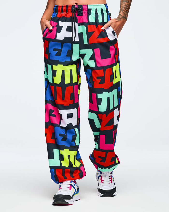 Black/Multi # Eastern Flavor Baggy Woven Pants