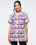 White/Blue # Eastern Flavor Crew Neck Tee - White/Blue