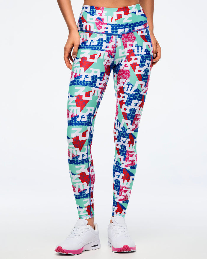 Eastern Flavor High Waisted Ankle Legging - Green/Blue