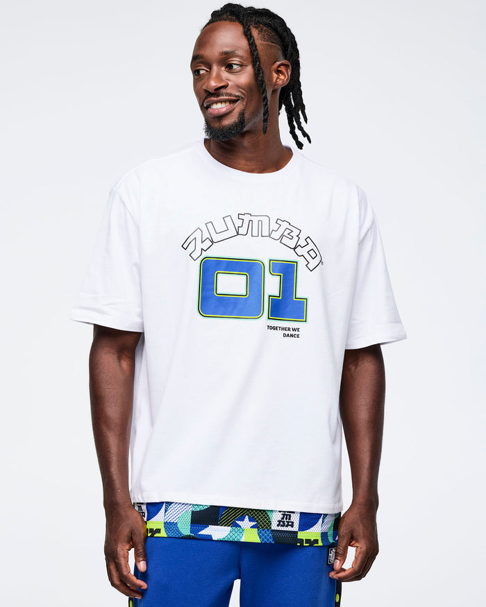 Wear It Out White # Eastern Flavor Men's Double Layered Hem Tee