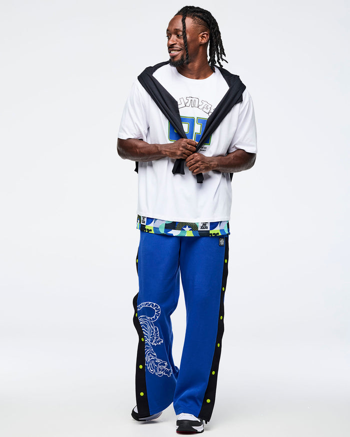 Wear It Out White # Eastern Flavor Men's Double Layered Hem Tee