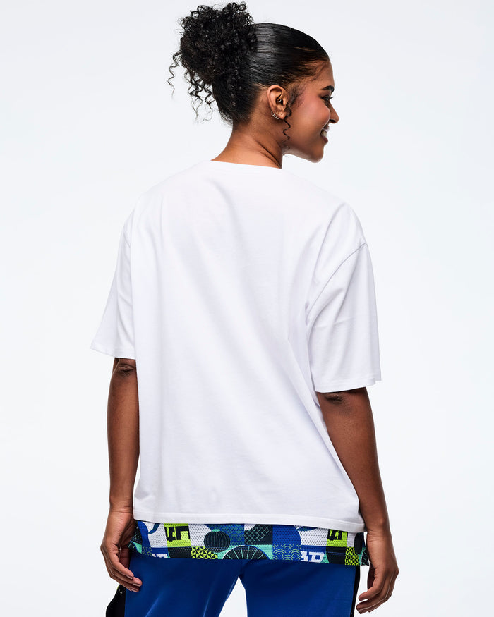 Wear It Out White # Eastern Flavor Men's Double Layered Hem Tee