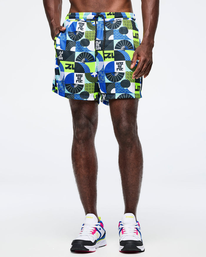 Yellow/Blue # Eastern Flavor Men's Mesh Shorts