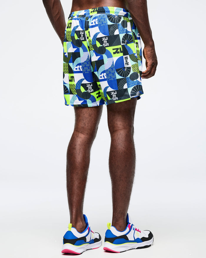 Yellow/Blue # Eastern Flavor Men's Mesh Shorts