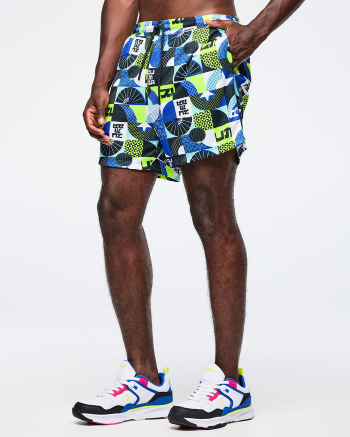 Yellow/Blue # Eastern Flavor Men's Mesh Shorts