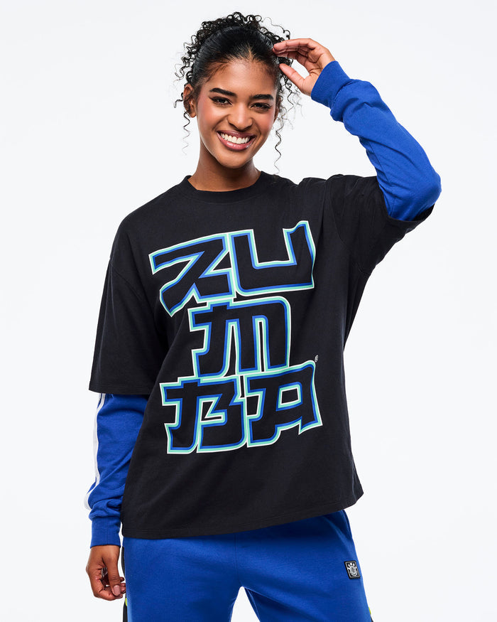 Bold Black # Eastern Flavor Men's Oversized Crew Neck Tee