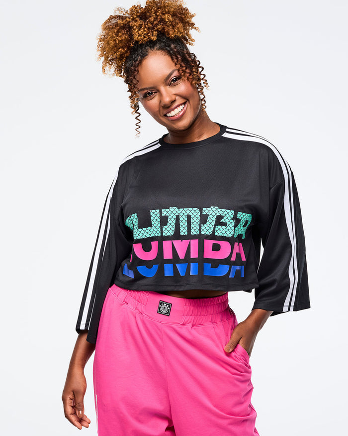 Bold Black # Eastern Flavor Oversized Boxy Crop Top With Strapping