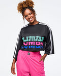 Bold Black # Eastern Flavor Oversized Boxy Crop Top With Strapping