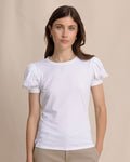 The front view of the Southern Tide Eileen Ruffle Tee by Southern Tide - Classic White