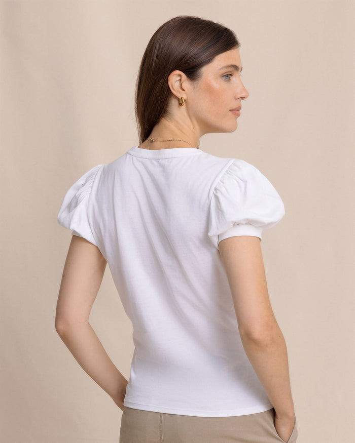The back view of the Southern Tide Eileen Ruffle Tee by Southern Tide - Classic White