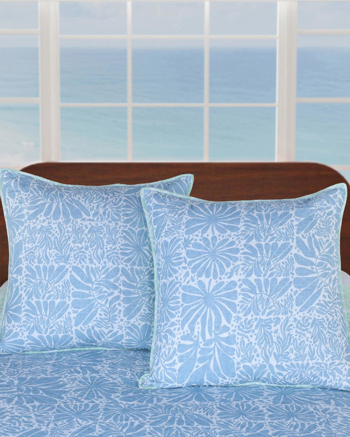 The detail view of the Southern Tide Eldora Euro Sham by Southern Tide - Blue