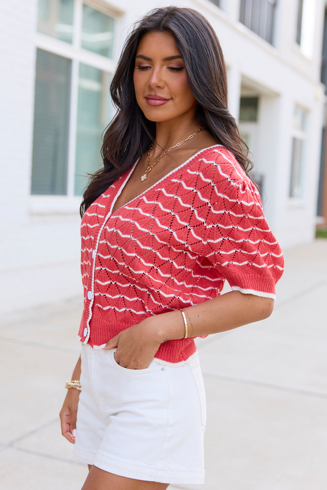 Eleanor Red And White Striped Cardigan FINAL SALE