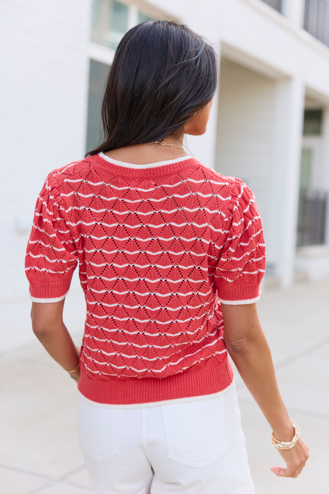 Eleanor Red And White Striped Cardigan FINAL SALE