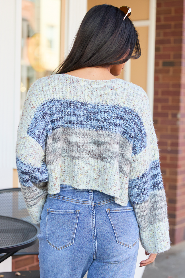 Ellis Tan And Blue Cropped Sweater FINAL SALE