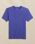 The front view of the Southern Tide Embroidered Skipjack Short Sleeve T-Shirt by Southern Tide - Blue and Orange