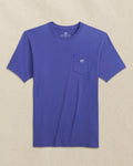 The front view of the Southern Tide Embroidered Skipjack Short Sleeve T-Shirt by Southern Tide - Blue and White