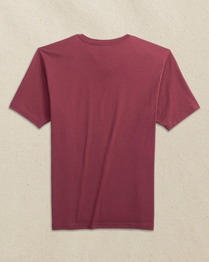 The back view of the Southern Tide Embroidered Skipjack Short Sleeve T-Shirt by Southern Tide - Chianti and Black